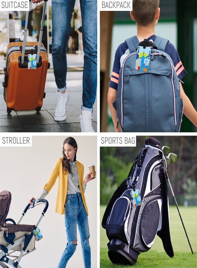 بازلد بطاقة تعريف أمتعة بتصميم أفق مدينة نيويورك - بطاقة تعريف فريدة لحقائب السفر والمدرسة، وعلامة تعريف لطيفة للحقائب - Image 4