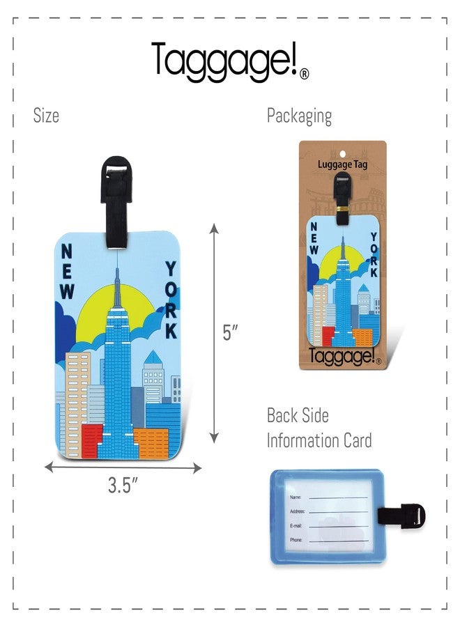 بازلد بطاقة تعريف أمتعة بتصميم أفق مدينة نيويورك - بطاقة تعريف فريدة لحقائب السفر والمدرسة، وعلامة تعريف لطيفة للحقائب - Image 2