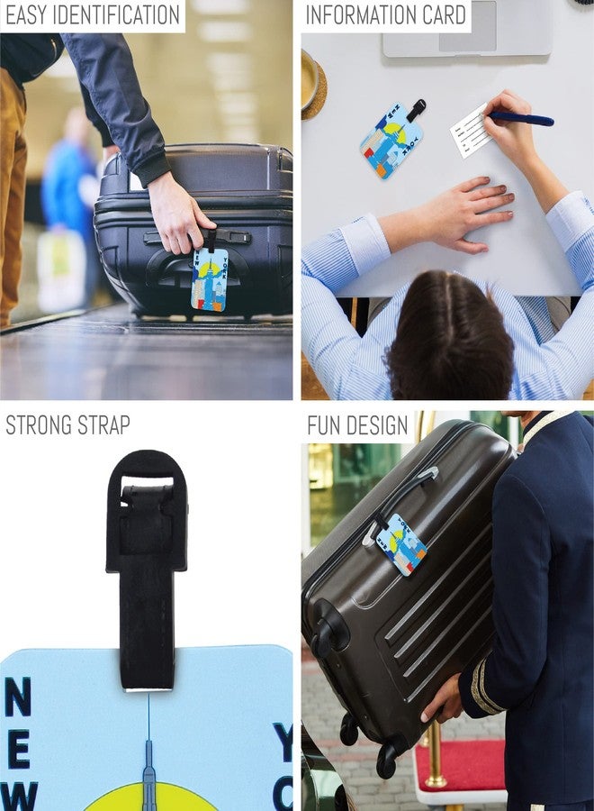 بازلد بطاقة تعريف أمتعة بتصميم أفق مدينة نيويورك - بطاقة تعريف فريدة لحقائب السفر والمدرسة، وعلامة تعريف لطيفة للحقائب - Image 3