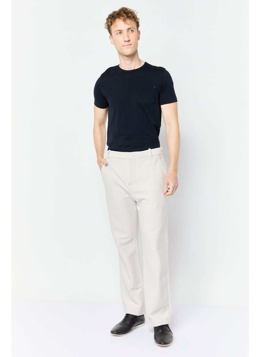 ESPRIT Men Regular Fit Stripe Straight Pants, Light Beige  - Image 2