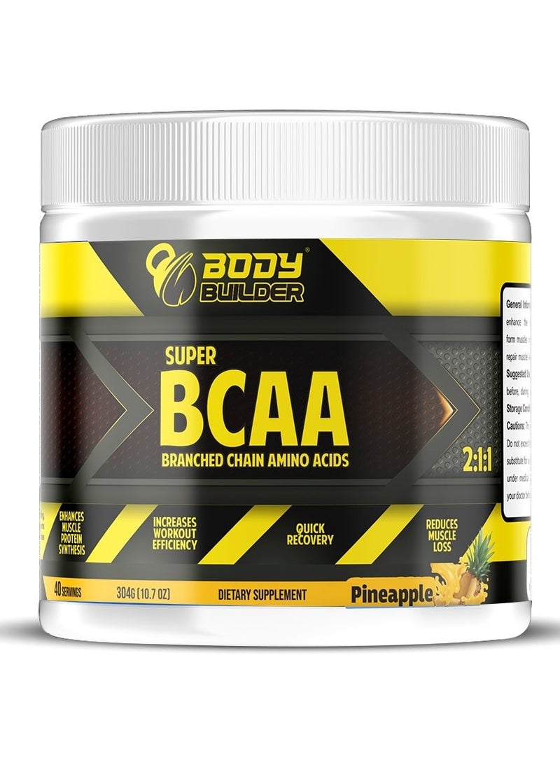 Body Builder - Body Builder BCAA, Quick Recovery and Enhance muscle protein synthesis, Pineapple Flavor, 40 Servings-304 gm - Image 1