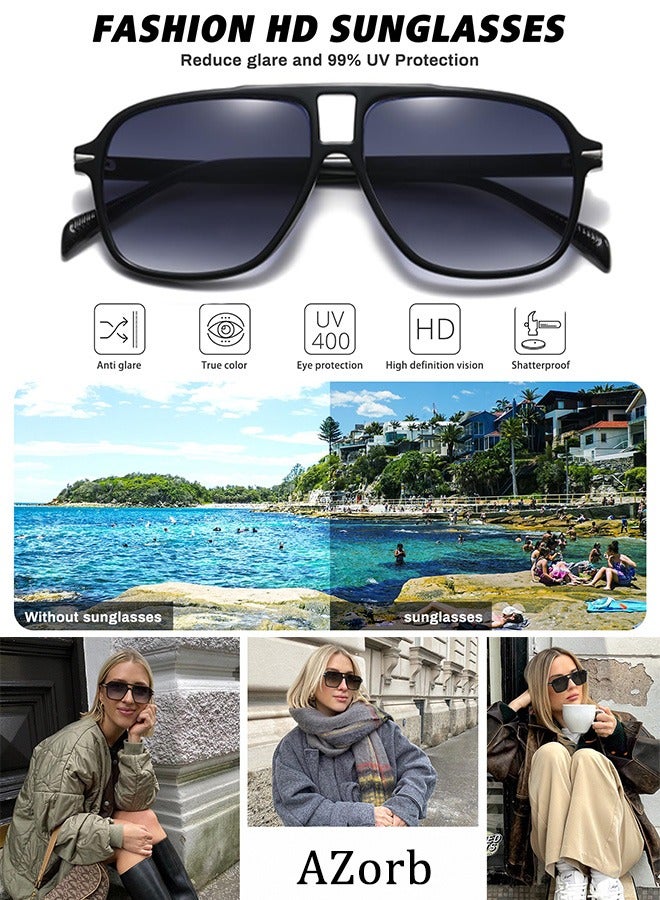 AZorb Aviator Sunglasses Men Women Retro Fashion Men's Sunglasses Square Polarized for Mens Women Sun Glasses Accessories UV400 Protection Shades - Image 2