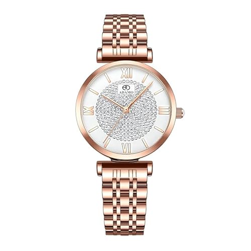 ADAMO Desinger Women Rose Gold Analog Round Diamond Studded White Dial Women's & Girl's Watches 888KKM01 - Image 3