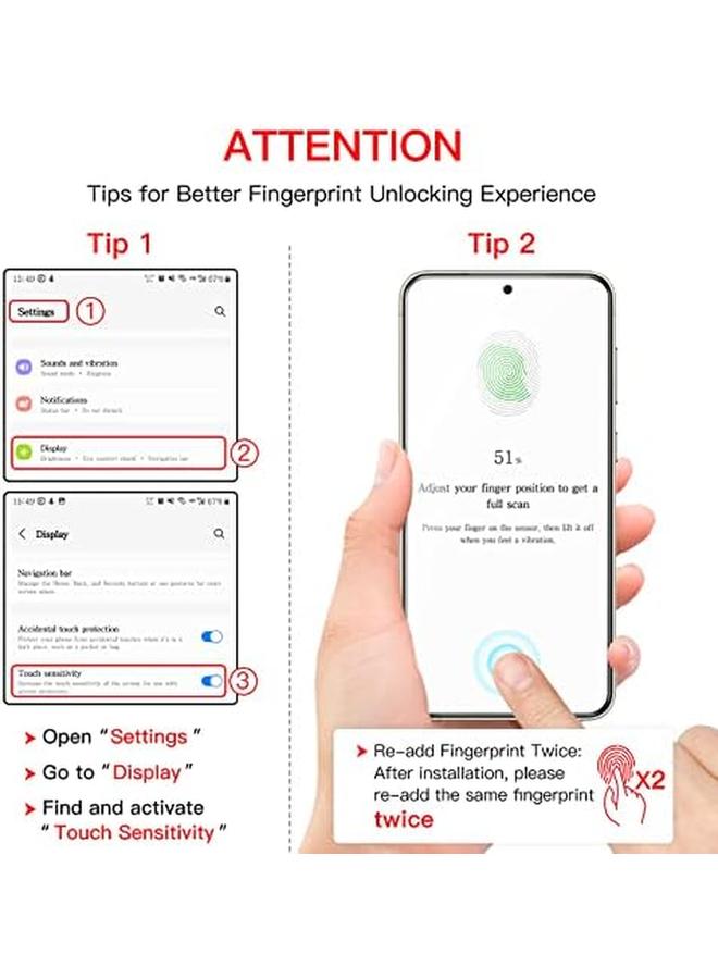 Jetech Screen Protector For Samsung Galaxy S23 5G 6.1 Inch With Camera Lens Protector Tempered Glass Film Fingerprint Id Compatible Hd Clear 2 Pack Each - Image 2