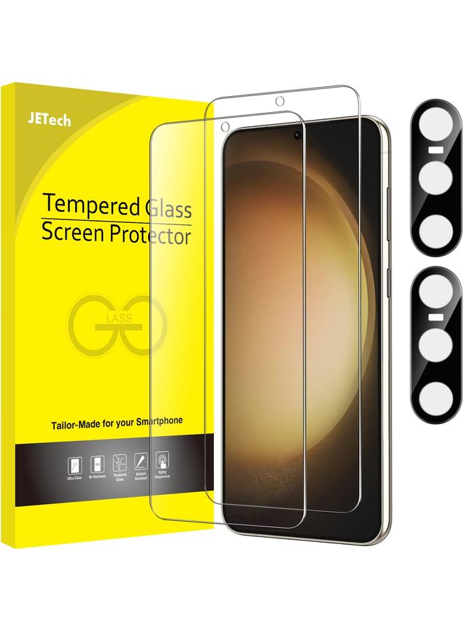 Jetech Screen Protector For Samsung Galaxy S23 5G 6.1 Inch With Camera Lens Protector Tempered Glass Film Fingerprint Id Compatible Hd Clear 2 Pack Each - Image 1