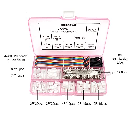 elechawk XH 2.54mm Connectors Pin Header and Ribbon Cables Wires Kit Compatible with JST-XH Connector 2/3/4/5/6/7/8 Female Pin Housing - Image 2