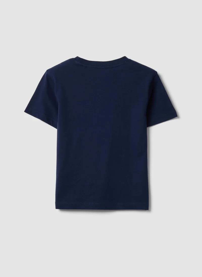 او في اس OVS Boysâ€™ Blue Pure Cotton T-Shirt, Regular Fit