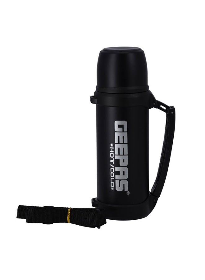 GEEPAS Vacuum Insulated Flask Leak Proof Stainless Steel Double Walled Thermal Mug for Hot or Cold Drink Silver/Black 1.2Liters - Image 4