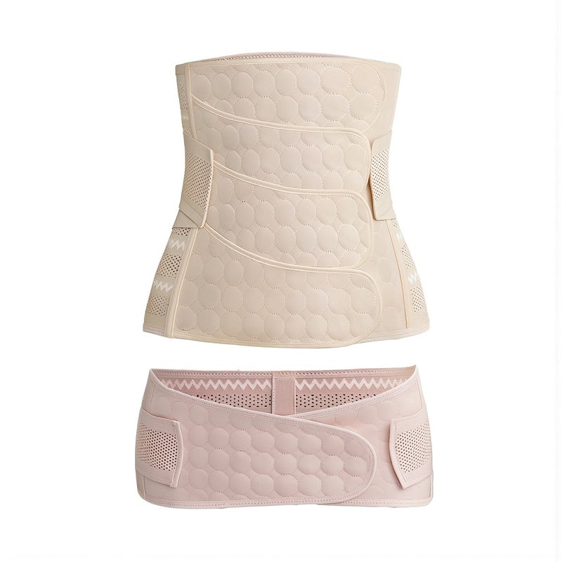 Upgrade 4 Straps Postpartum Abdominal Binder M Beige Full Adjust Support Set - Image 3