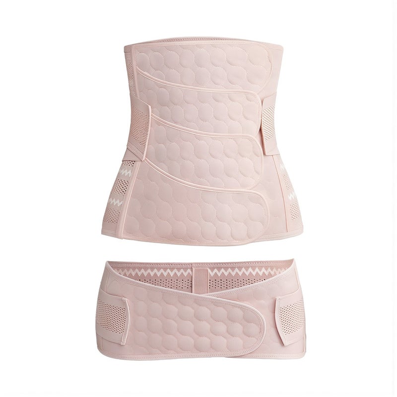 Upgrade 4 Straps Postpartum Abdominal Binder M Beige Full Adjust Support Set - Image 4