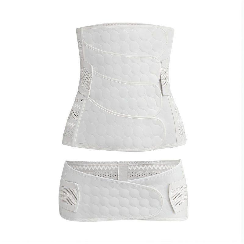 Upgrade 4 Straps Postpartum Abdominal Binder M Beige Full Adjust Support Set - Image 5