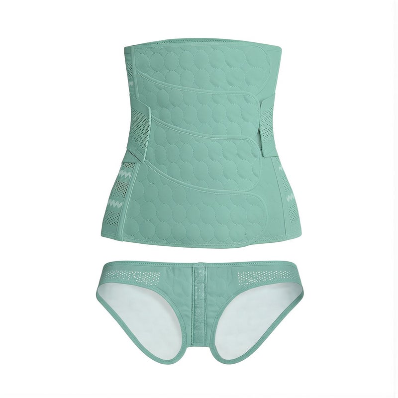 Upgrade 4 Straps Postpartum Abdominal Binder M Beige Full Adjust Support Set - Image 1