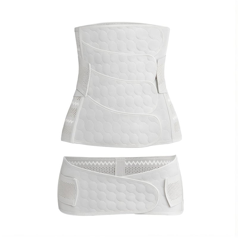 Upgrade 4 Straps Postpartum Abdominal Binder M Beige Full Adjust Support Set - Image 2