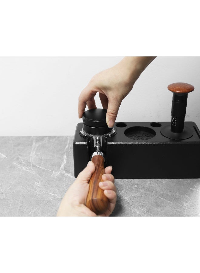LePRESSO 51mm Bottomless Portafilter with Ergonomic Wooden Handle, Stainless Steel & Aluminum Alloy Construction, Compatible with 51mm Coffee Machines, Visible Extraction, Pure Flow for Espresso Mastery – Brown - Image 3