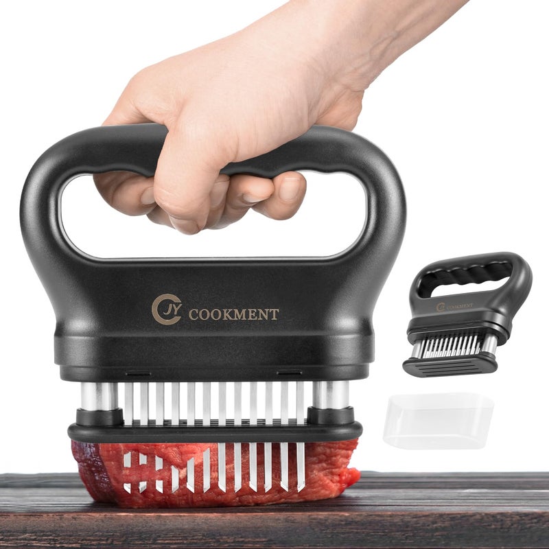 JY COOKMENT Meat Tenderizer Tool with 48 Stainless Steel Ultra Sharp Needle Blades, Kitchen Cooking Tool Best For Tenderizing, BBQ, Marinade - Image 1