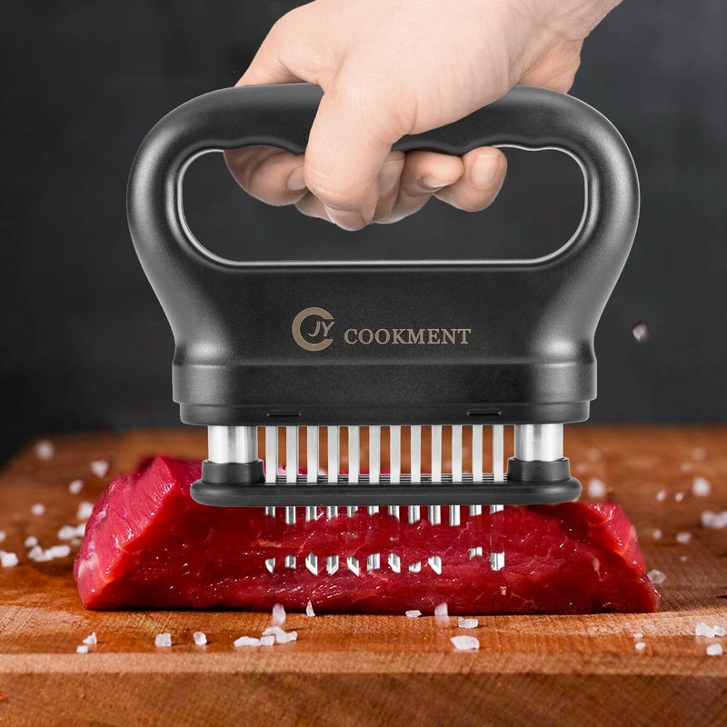 JY COOKMENT Meat Tenderizer Tool with 48 Stainless Steel Ultra Sharp Needle Blades, Kitchen Cooking Tool Best For Tenderizing, BBQ, Marinade - Image 4