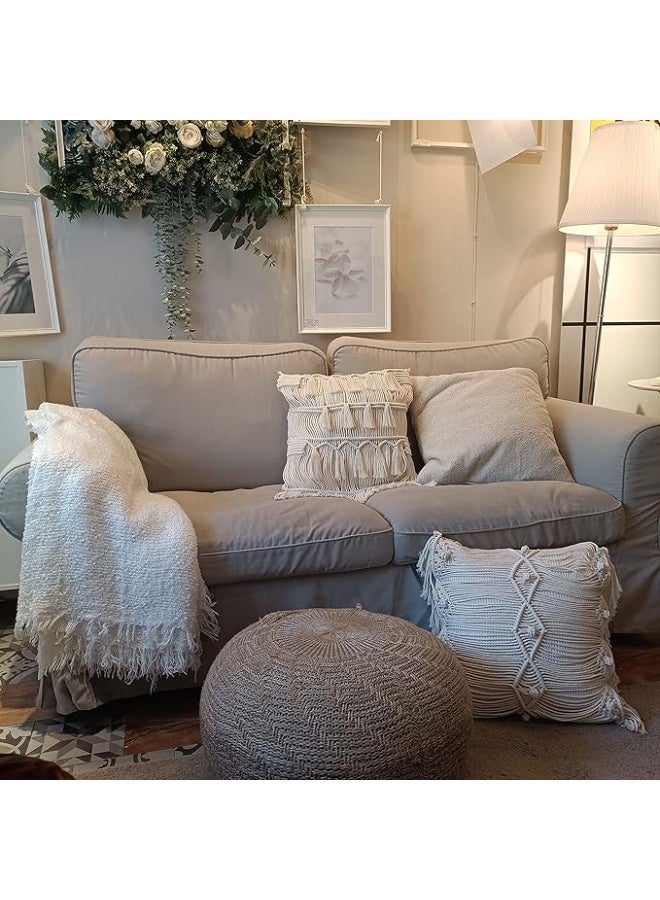 HMK CRAFTS غطاء وسادة مكرمية  بتصميم الحبال المنسدلة البسيطة - Image 1