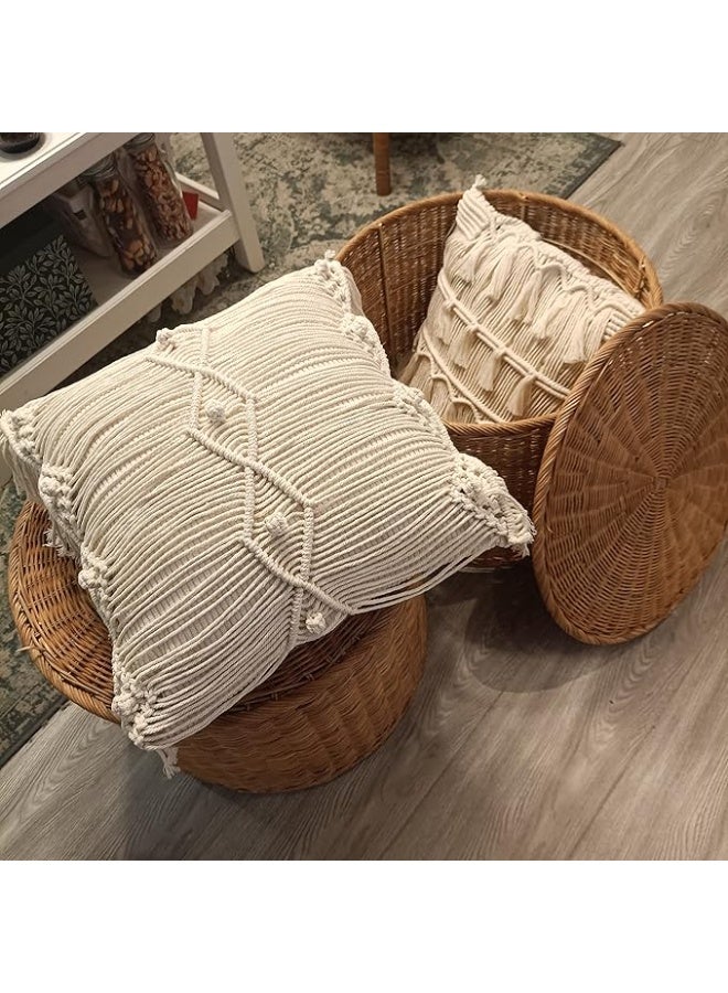 HMK CRAFTS غطاء وسادة مكرمية  بتصميم الحبال المنسدلة البسيطة - Image 2