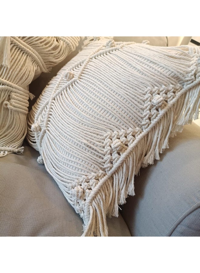 HMK CRAFTS غطاء وسادة مكرمية  بتصميم الحبال المنسدلة البسيطة - Image 3