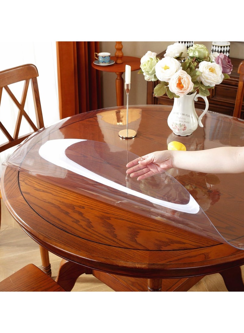 YQbest مفرش طاولة دائري شفاف بسمك 1.5 مم من البلاستيك PVC - غطاء مقاوم للماء لطاولة غرفة الطعام وطاولة القهوة - Image 1
