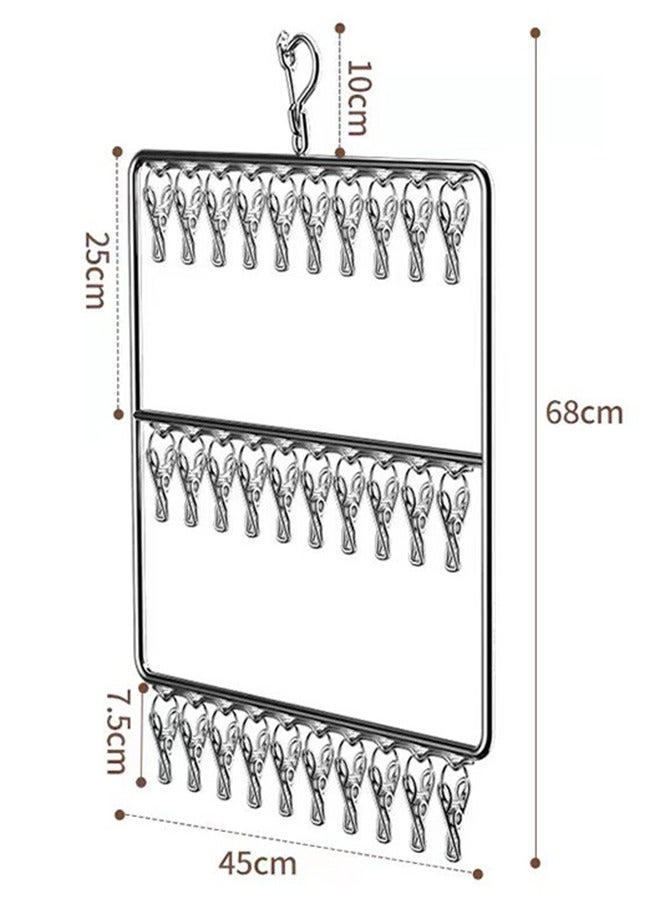 رف تجفيف الجوارب رف تجفيف الجوارب المنزلية مشبك مقاوم للرياح متعدد الطبقات معلق من الفولاذ المقاوم للصدأ لغسيل الملابس وتجفيف الجوارب مشبك تخزين الضروريات اليومية رف الشمس - Image 3