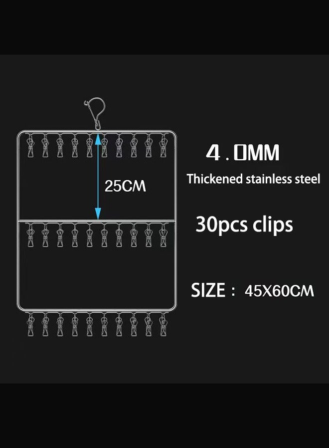 رف تجفيف الجوارب رف تجفيف الجوارب المنزلية مشبك مقاوم للرياح متعدد الطبقات معلق من الفولاذ المقاوم للصدأ لغسيل الملابس وتجفيف الجوارب مشبك تخزين الضروريات اليومية رف الشمس - Image 5
