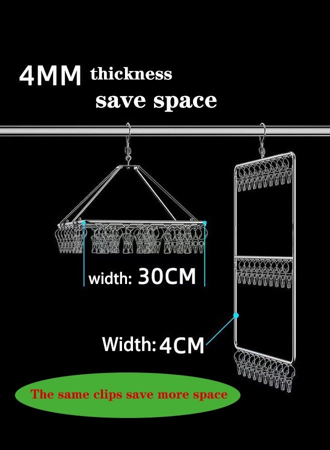 رف تجفيف الجوارب رف تجفيف الجوارب المنزلية مشبك مقاوم للرياح متعدد الطبقات معلق من الفولاذ المقاوم للصدأ لغسيل الملابس وتجفيف الجوارب مشبك تخزين الضروريات اليومية رف الشمس - Image 4