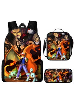 Pikachu New Cartoon Anime Student Backpack Three-Piece Set 29*42*16cm 