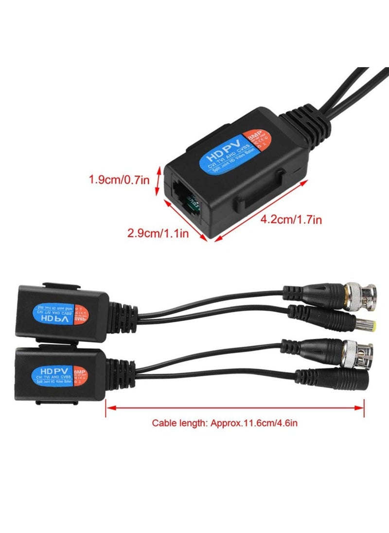 SANMUGEED - HD Cat5 RJ45 to BNC Video Baluns transceiver Passive with Power Connector for 720P 1080P 3MP 4MP 5MP 8MP HD-CVI/TVI/AHD/CVBS/960H Camera - Image 1