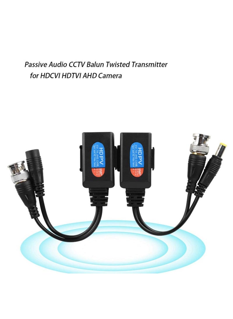 SANMUGEED - HD Cat5 RJ45 to BNC Video Baluns transceiver Passive with Power Connector for 720P 1080P 3MP 4MP 5MP 8MP HD-CVI/TVI/AHD/CVBS/960H Camera - Image 1