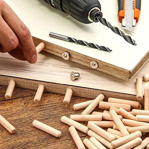BLOOMAX 6mm x 30mm Wooden Dowel Pins | Pack of 500 Kiln-Dried Hardwood Straight Grooved Wood Pegs | Beveled Ends for Easy Insertion | Precision Furniture Connector & Joinery Accessories - Image 2