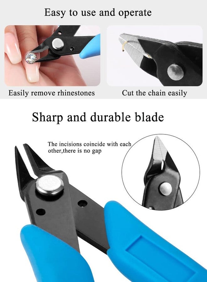 AKOAK 1 Pack Stainless Steel Nail Art Scissors, Rhinestone Remover, Metal Chain, Cutter, 5" Diagonal Pliers, Manicure Tools - Image 2