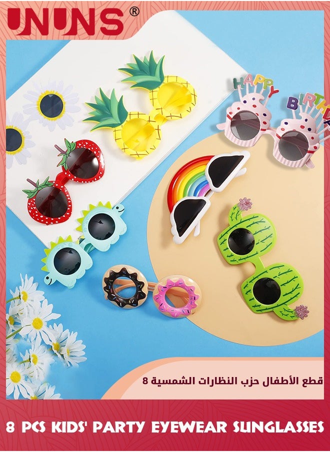 UNUNS Party Sunglasses,8 Pairs Kids' Party Eyewear,Funny Hawaiian Glasses,Novelty Sunglasses Summer Party Glasses,Funny Beach Sunglasses,Tropical Party Glasses Supplies,Fancy Photo Props For Girl Boy  - Image 3