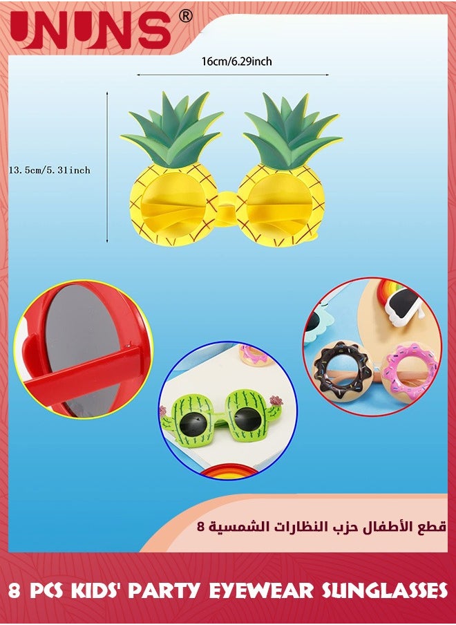 UNUNS Party Sunglasses,8 Pairs Kids' Party Eyewear,Funny Hawaiian Glasses,Novelty Sunglasses Summer Party Glasses,Funny Beach Sunglasses,Tropical Party Glasses Supplies,Fancy Photo Props For Girl Boy  - Image 2