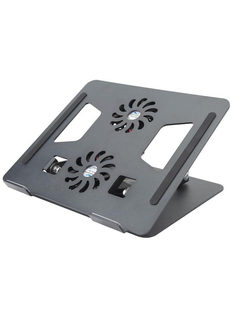 TIGER 360° Rotatable Laptop Stand with Cooling Fans – Adjustable Aluminum Ergonomic Notebook Riser for Desk – Anti-Slip Laptop Holder for 11” to 17.3” Devices – Ventilated Design to Prevent Overheating – Foldable & Durable with Sleek Black Finish for Office, Home & Study  - Image 2