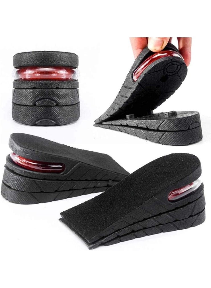 Happy Home Height increasing insoles, 3-layer air cushion heel pads, shoe lift insoles (half insoles), shoe height increasing inserts for men and women by Elecdon, black color - 1 pair - Image 1