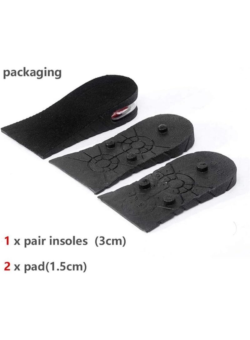 Happy Home Height increasing insoles, 3-layer air cushion heel pads, shoe lift insoles (half insoles), shoe height increasing inserts for men and women by Elecdon, black color - 1 pair - Image 5