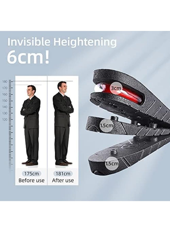 Happy Home Height increasing insoles, 3-layer air cushion heel pads, shoe lift insoles (half insoles), shoe height increasing inserts for men and women by Elecdon, black color - 1 pair - Image 4