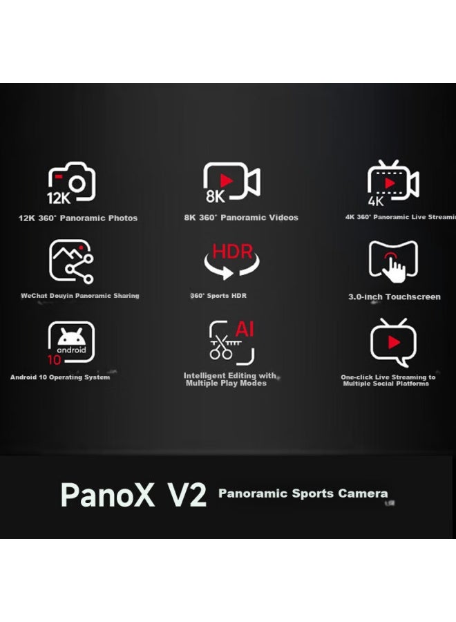 Mentech Panox V2 Panoramic Action Camera With Stabilization And Waterproof, 5.7k High Definition Vlog Camera For Motorcycle Riding, Skiing, Diving, And Fishing - Image 5