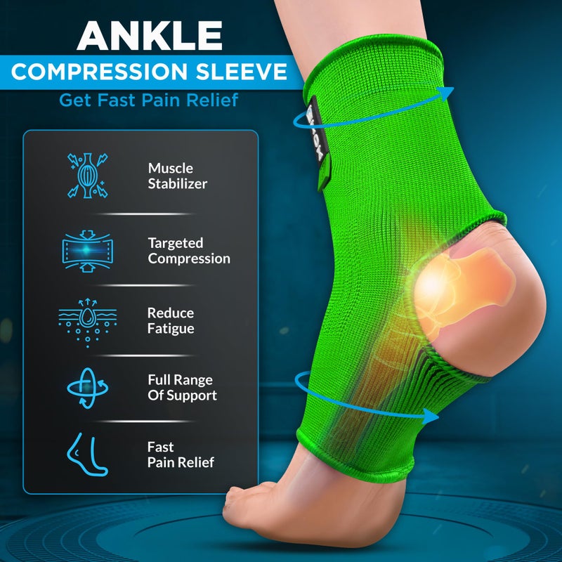 WYOX Ankle Compression Sleeve Support Brace for Men & Women, Running, Gym, Basketball, Cycling, Martial Arts, Kickboxing & Sports Stabilizer Compression Ankle Socks for Training & Recovery - Image 2