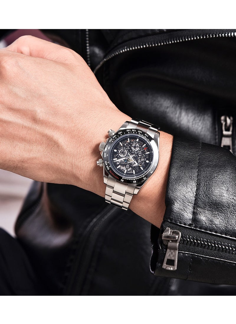 PAGANI DESIGN - Men's Skeleton Automatic Watches Mechanical Stainless Steel Waterproof Wrist Watch with Sapphire Glass - Image 1
