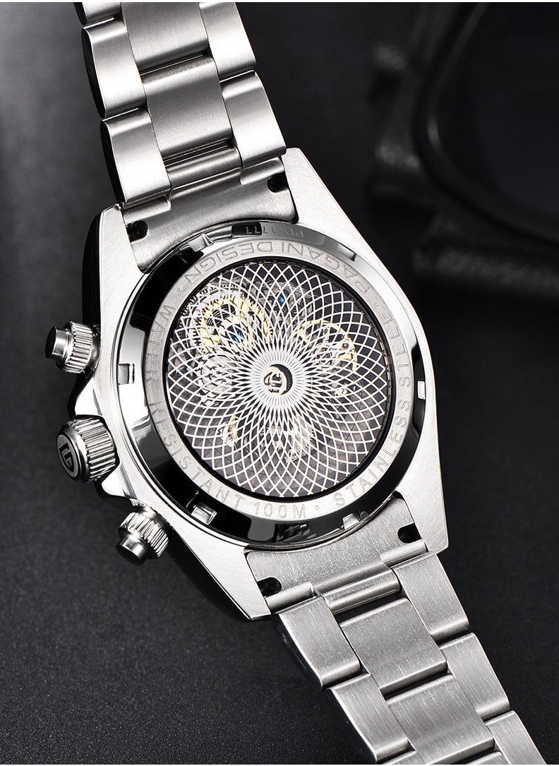 PAGANI DESIGN - Men's Skeleton Automatic Watches Mechanical Stainless Steel Waterproof Wrist Watch with Sapphire Glass - Image 1