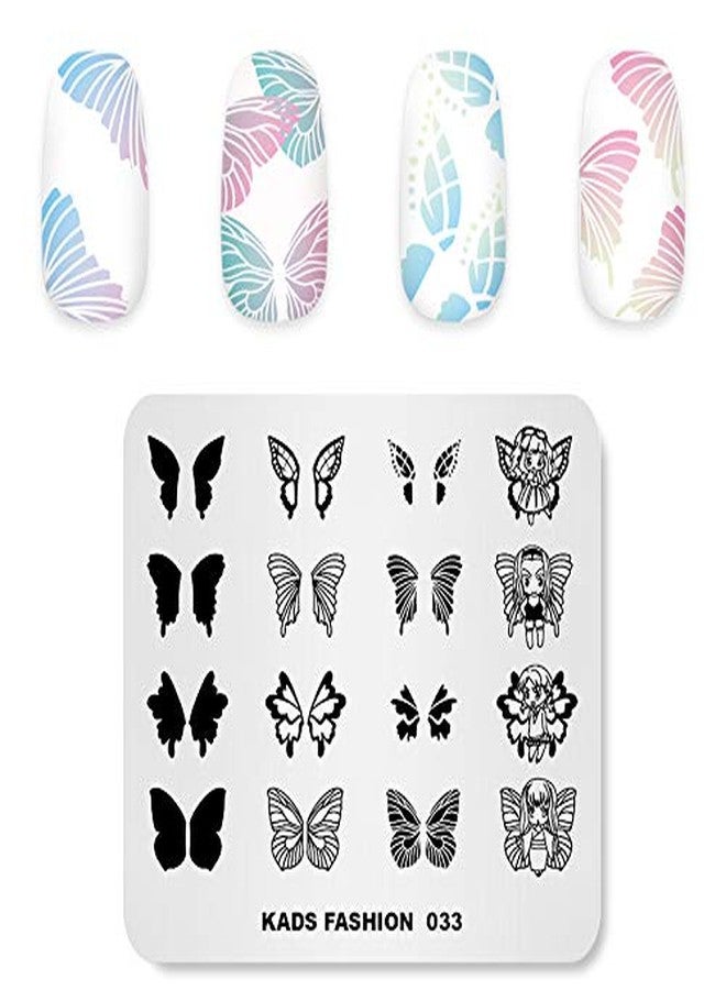 Rolabling Butterfly Pattern Nail Art Stamping Plates - Cute Stamping Templates Image Plate Stencil Tool (FA033) - Image 1