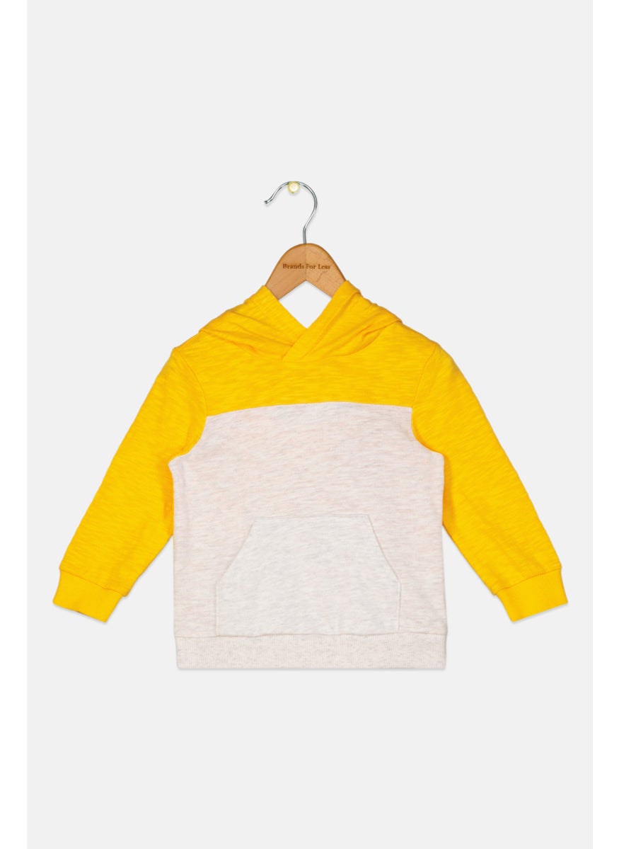 First Impressions Toddlers Boy Hooded Colorblock Sweatshirt, Yellow  - Image 1