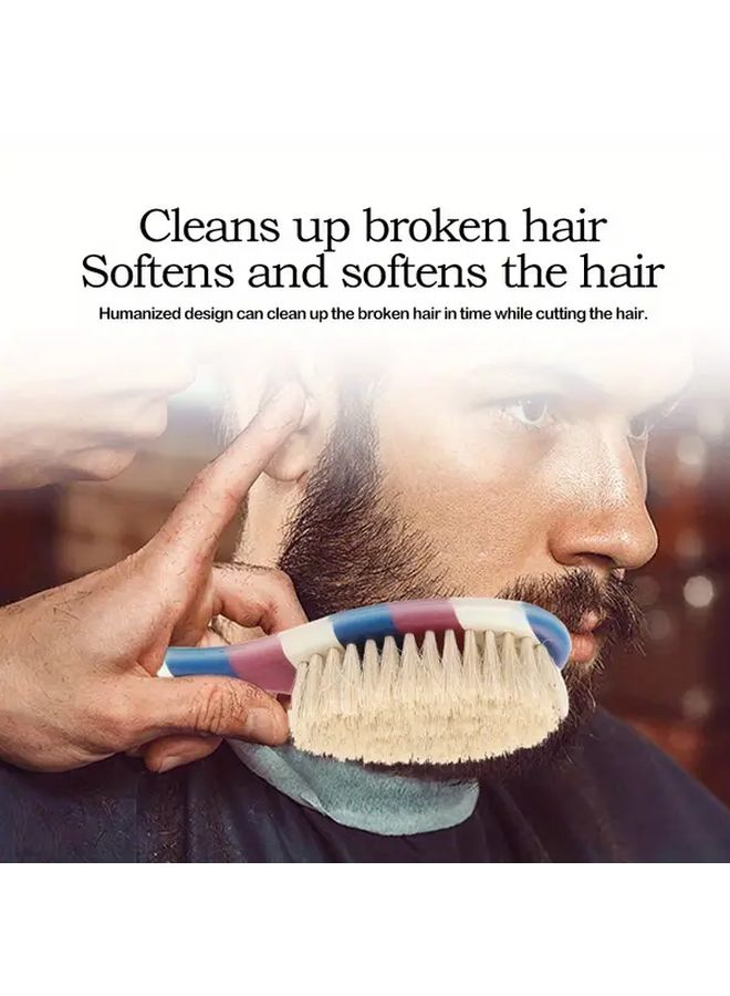 Striped White Beard Brush For Men Styling Neck Duster With Stiff Bristles Ergonomic Grip - Image 3