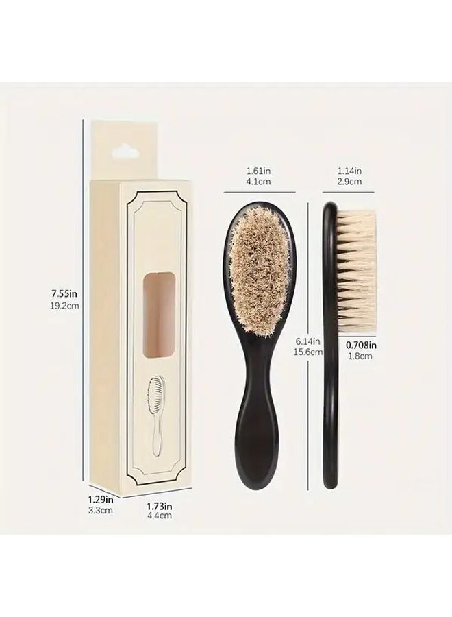 Striped White Beard Brush For Men Styling Neck Duster With Stiff Bristles Ergonomic Grip - Image 5