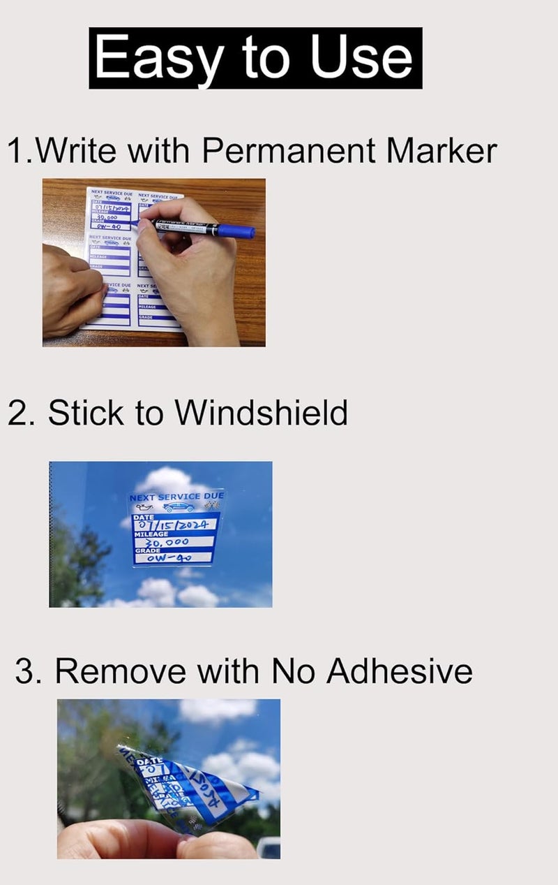 NOYOC Oil Change Stickers, Static Cling 120 Count 2x2 Inches Oil Change Reminder Sticker for Windshield, No Residue Clear Next Service Due Maintenance Labels for Car Auto Vehicle Window Decals (Blue) - Image 5
