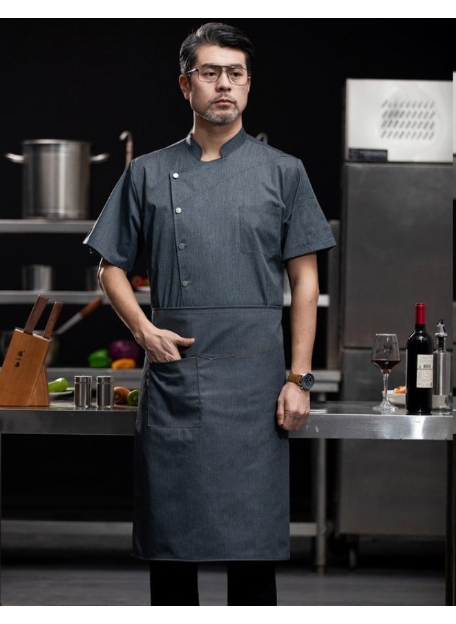 NIBEMINENT Chef overalls Bakery Cook Jacket Men Cafe costume Hotel Clothe Professional Double Breasted Kitchen Uniform  - Image 1