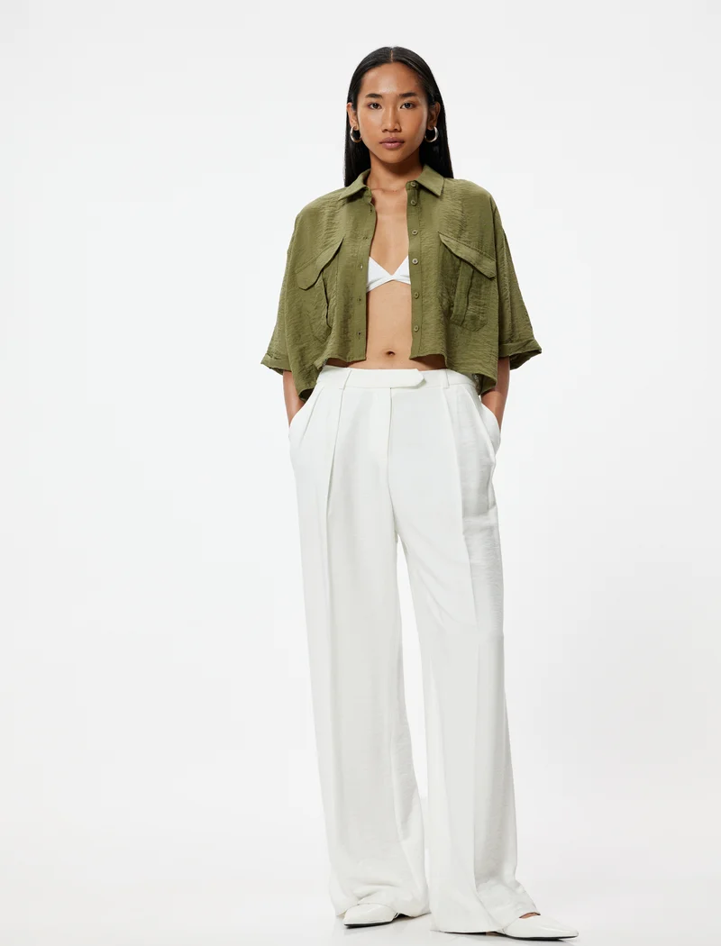 كوتون Oversize Crop Shirt
