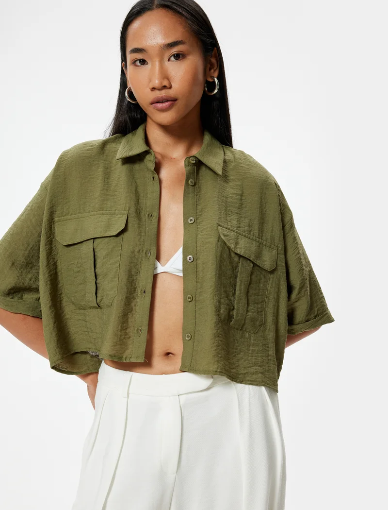 كوتون Oversize Crop Shirt